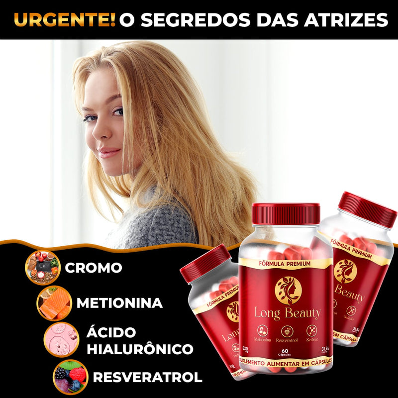 LOUNG BEAUTY - VITAMINA PARA CORPO , CABELO , PELE E UNHA - 3 POTES TRATAMENTO COMPLETO 180 CAPSULAS